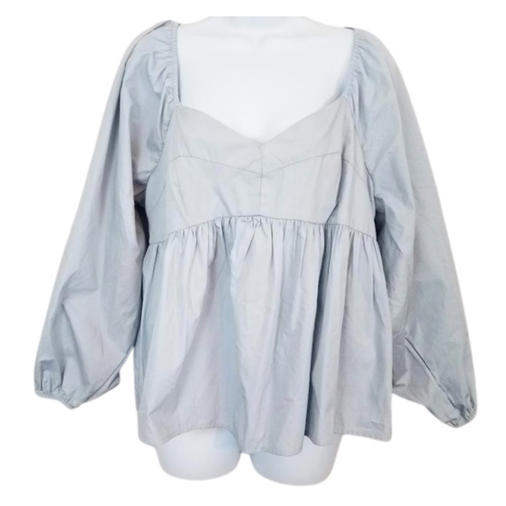 BANANA REPUBLIC Powder Blue Puff Sleeve Pullover Blouse - NWT Women's L